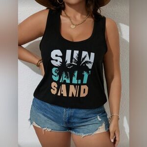 🆕 Sun Salt Sand Black Graphic Tank Top